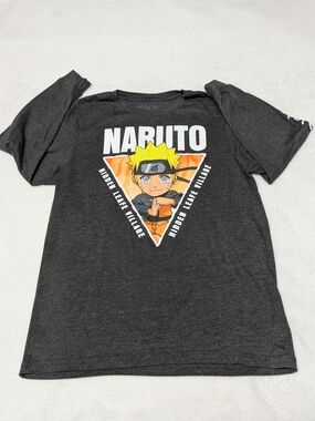 Naruto Shippuden Long Sleeve Graphic T-Shirt Gray Boys XL (14/16) Leaf Village